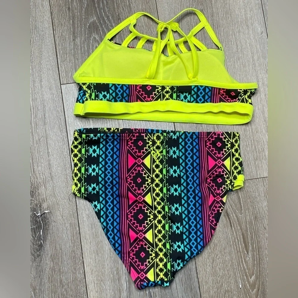 Justice Girl Bikini Top & Bottom Seimsuit Neon Set Size 10